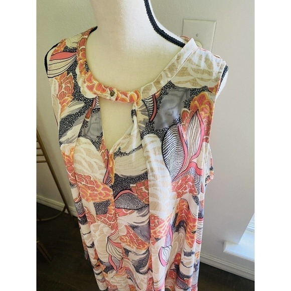 Umgee Floral Sleeveles Tunic Dress Size M Keyhole Neck Style #R7298 Size XL - Picture 3 of 8